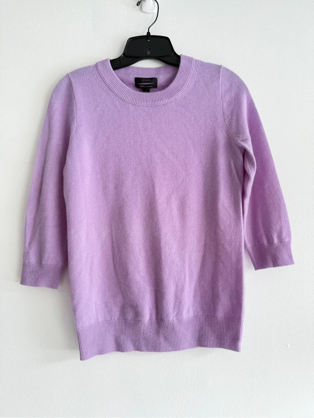 J. Crew Purple Italian Cashmere 3/4 sleeve Crewneck Sweater Size XS 8454